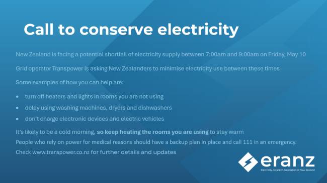 Call to conserve electricity